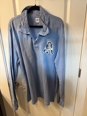 47 Brand New England Patriots Long-Sleeve Rugby Polo with Embroidered Mascot